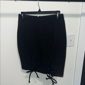 Elegant Black Lace-Up Skirt